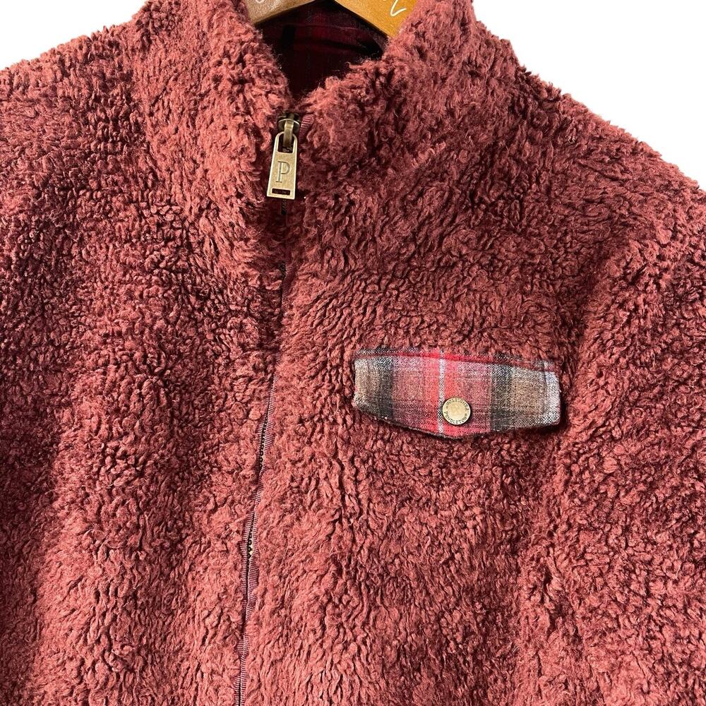 Pendleton Fuzzy Zip Shacket Maroon Size Medium Pl… - image 2